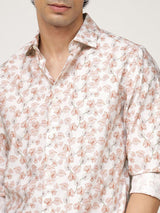 Men's Red Casual Regular Fit Printed Full Sleeves Shirt