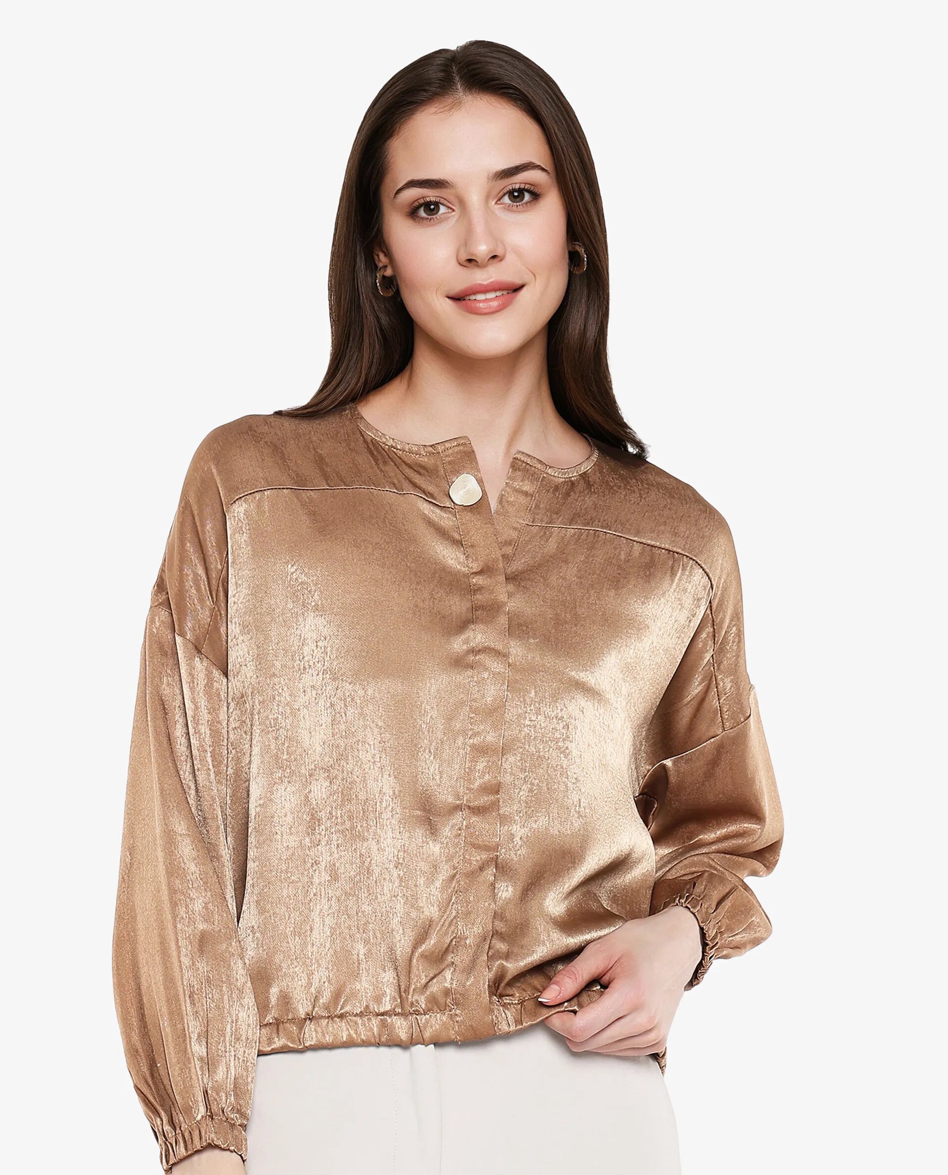 Women's Brown Casual Full Sleeves Top