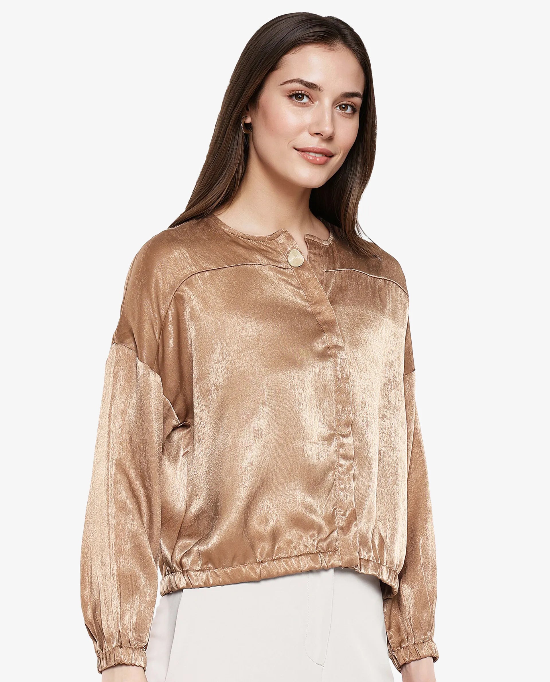 Women's Brown Casual Full Sleeves Top