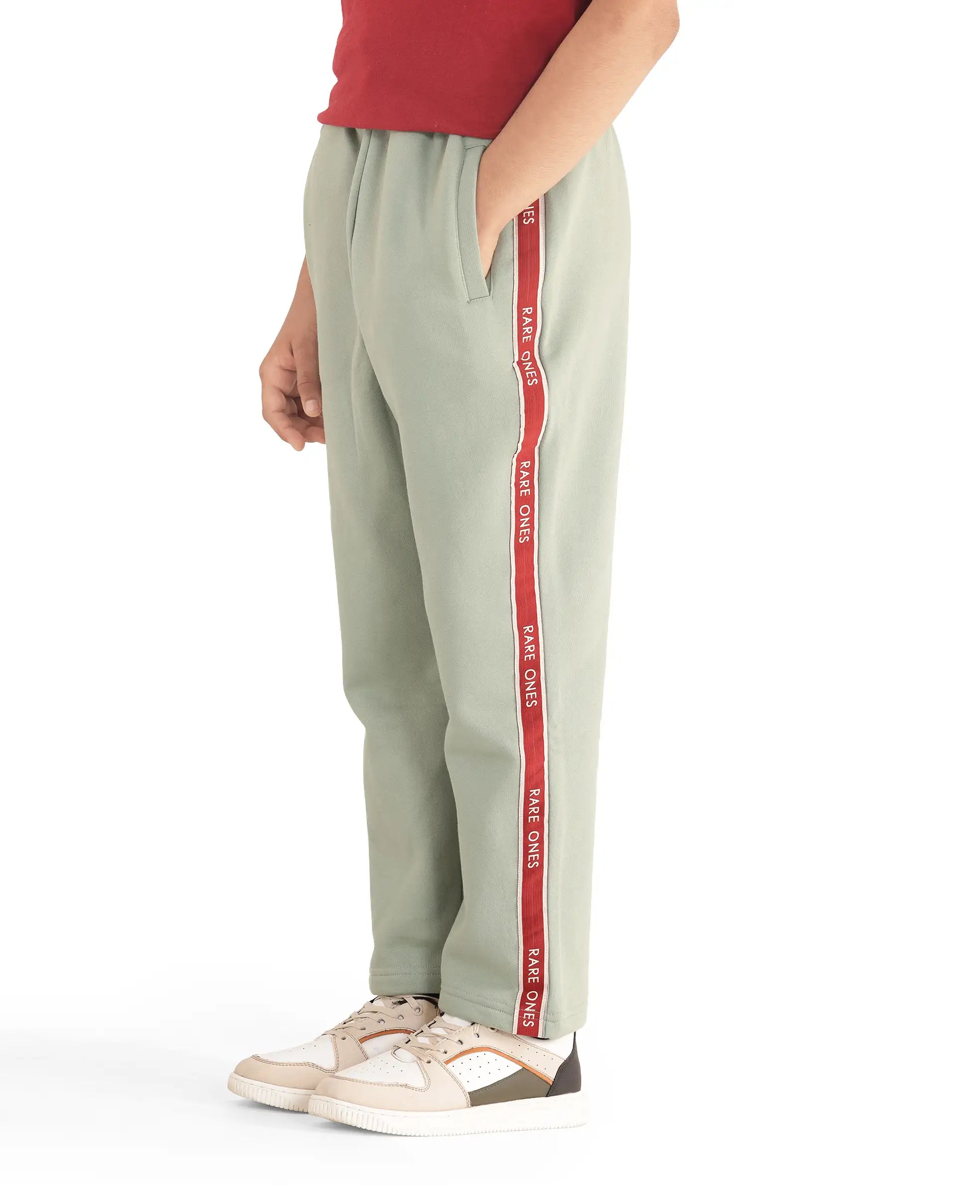 Boys Green Casual Regular Fit Solid Track Pant