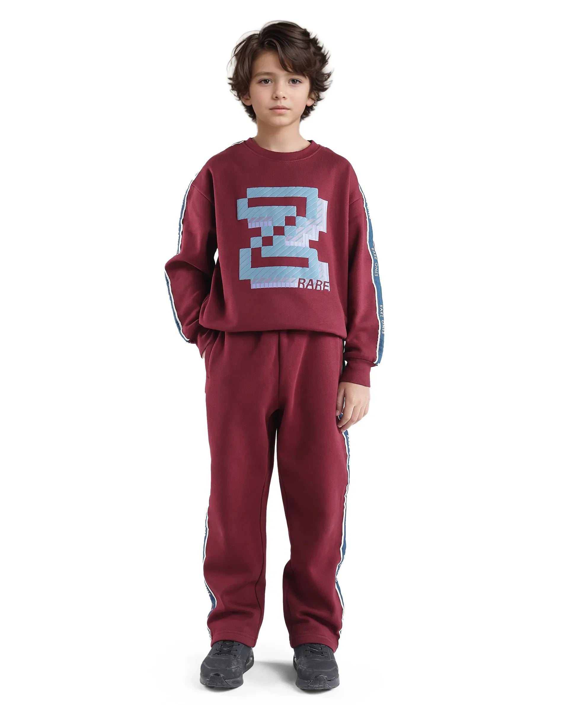 Boys Red Casual Regular Fit Solid Track Pant