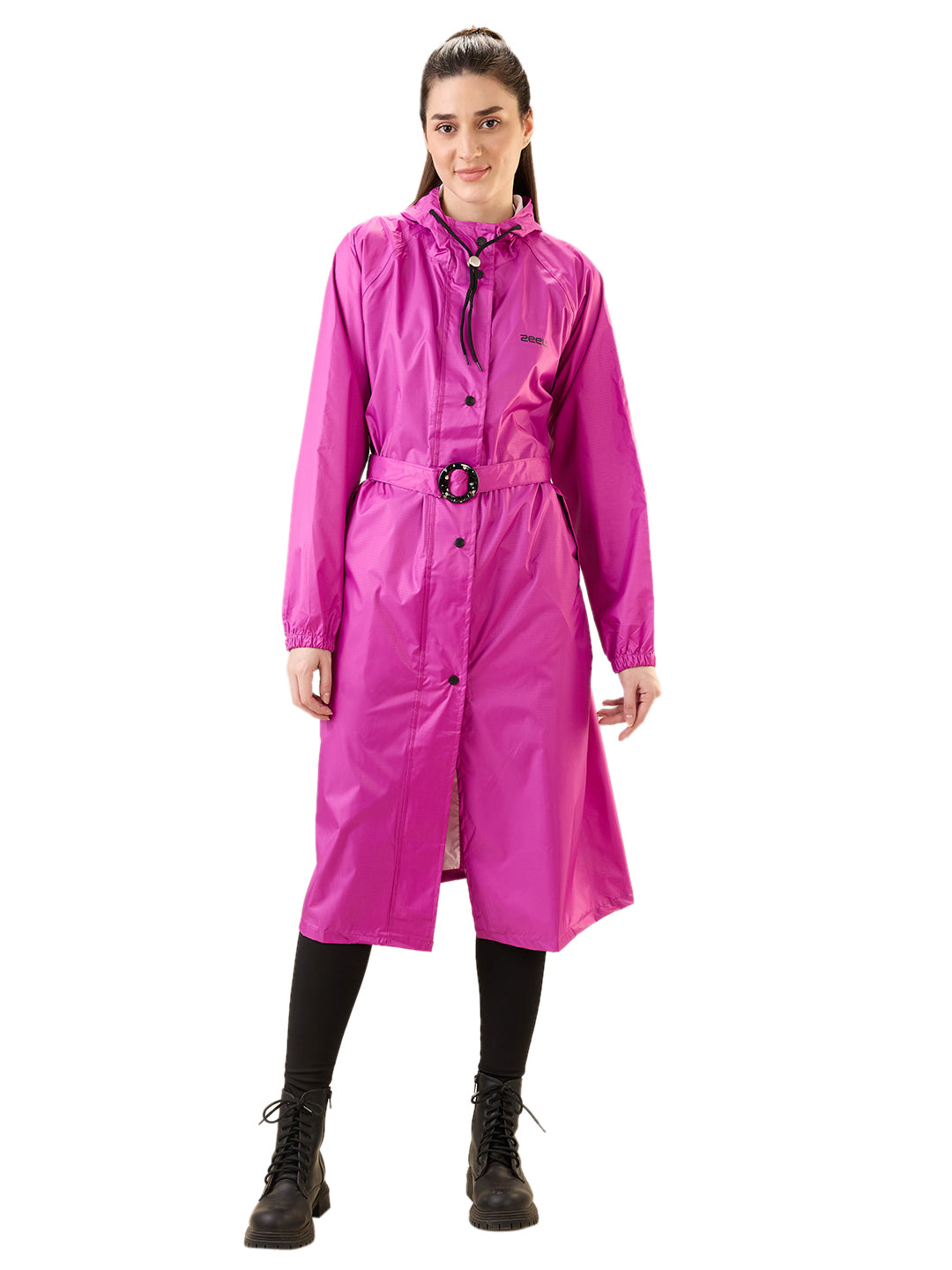 Women's Pink Button Raincoat