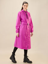 Women's Pink Button Raincoat