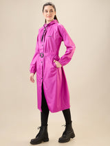 Women's Pink Button Raincoat