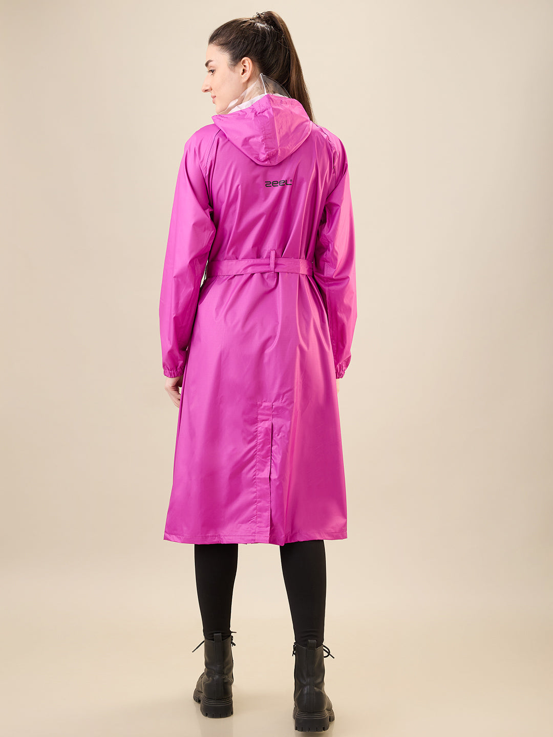 Women's Pink Button Raincoat