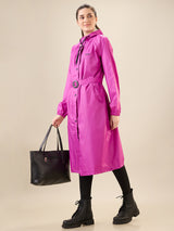 Women's Pink Button Raincoat