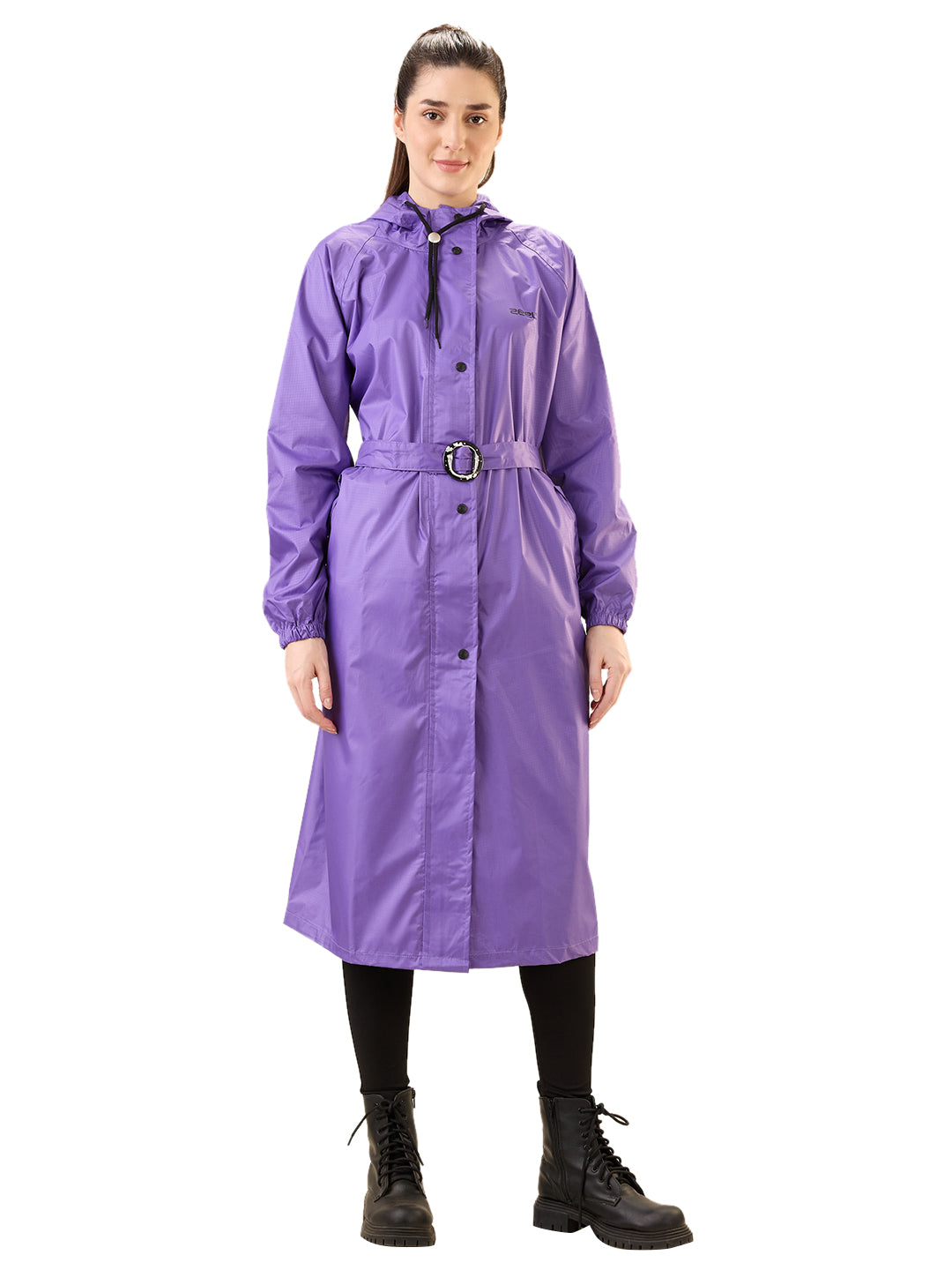 Women's Purple Button Raincoat