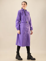 Women's Purple Button Raincoat