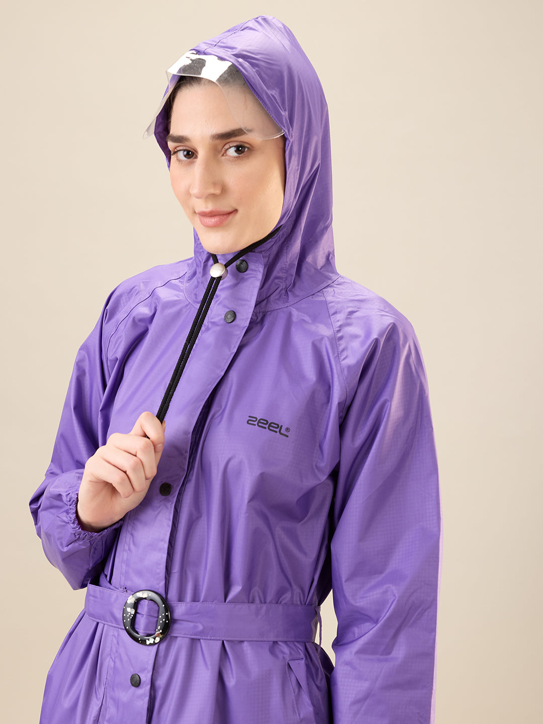 Women's Purple Button Raincoat