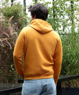 Men's Mustard Yellow Zip-Front with Contrast Drawstring Hoodie
