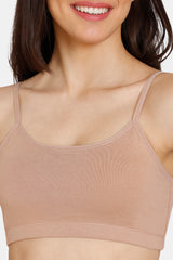 Girls Skin Double Layered Non Wired Full Coverage Racerback Beginner Sports Bra - Pack of 2