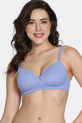 Women's Purple Padded Non Wired 3/4Th Coverage Tshirt Bra