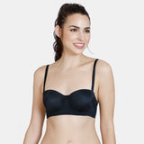 Women's Black Beautiful Basics Padded Wired 3/4Th Coverage Strapless Bra