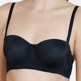 Women's Black Beautiful Basics Padded Wired 3/4Th Coverage Strapless Bra