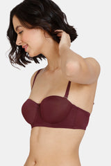 Women's Purple Beautiful Basics Padded Wired 3/4th Coverage Strapless Bra