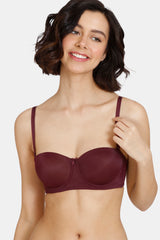 Women's Purple Beautiful Basics Padded Wired 3/4th Coverage Strapless Bra