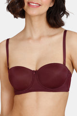 Women's Purple Beautiful Basics Padded Wired 3/4th Coverage Strapless Bra