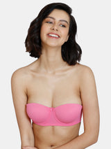 Women's Pink Beautiful Basics Padded Wired 3/4th Coverage Strapless Bra