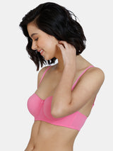 Women's Pink Beautiful Basics Padded Wired 3/4th Coverage Strapless Bra