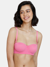 Women's Pink Beautiful Basics Padded Wired 3/4th Coverage Strapless Bra