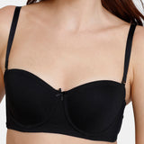 Women's Black Beautiful Basics Padded Wired Medium Coverage Strapless Bra