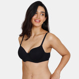 Women's Black Padded Wired 3/4Th Coverage Tshirt Bra