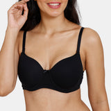 Women's Black Padded Wired 3/4Th Coverage Tshirt Bra