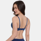 Women's Blue Padded Non Wired 3/4th Coverage Tshirt Bra
