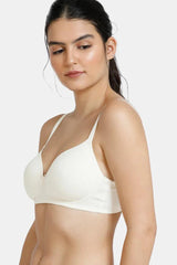 Women's White Padded Non Wired 3/4th Coverage Tshirt Bra