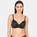 Women's Black Marshmallow Padded Wired 3/4Th Coverage Tshirt Bra