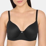 Women's Black Marshmallow Padded Wired 3/4Th Coverage Tshirt Bra