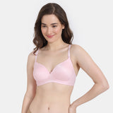 Women's Pink Marshmallow Padded Non Wired 3/4Th Coverage Tshirt Bra