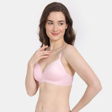 Women's Pink Marshmallow Padded Non Wired 3/4Th Coverage Tshirt Bra