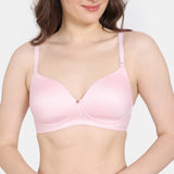 Women's Pink Marshmallow Padded Non Wired 3/4Th Coverage Tshirt Bra