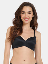 Women's Black At Work Padded Non Wired 3/4Th Coverage Tshirt Bra