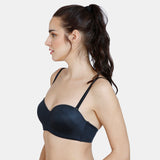 Women's Black At Work Padded Wired 3/4Th Coverage Strapless Bra