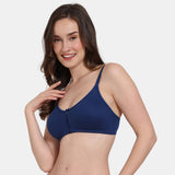 Women's Blue Double Layered Non Wired 3/4th Coverage Bra