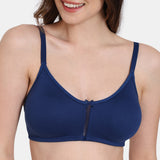 Women's Blue Double Layered Non Wired 3/4th Coverage Bra
