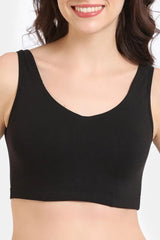 Women's Black Double Layered Non Wired Full Coverage Bralette