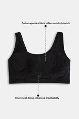 Women's Black Double Layered Non Wired Full Coverage Bralette