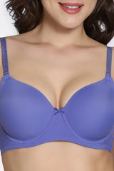 Women's Blue Twilight Thistle Padded Wired 3/4Th Coverage Tshirt Bra