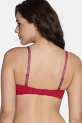 Women's Red Twilight Thistle Padded Wired 3/4Th Coverage Tshirt Bra