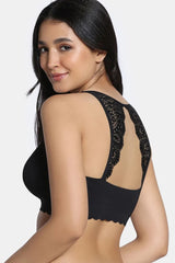 Women's Black Seamless Collective Padded Non Wired 3/4Th Coverage Bralette
