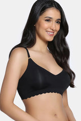 Women's Black Seamless Collective Padded Non Wired 3/4Th Coverage Bralette
