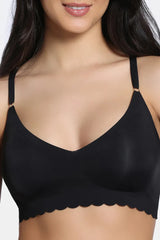 Women's Black Seamless Collective Padded Non Wired 3/4Th Coverage Bralette