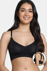 Women's Black Seamless Collective Padded Non Wired 3/4Th Coverage Bralette