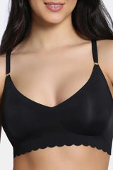 Women's Black Seamless Collective Padded Non Wired 3/4Th Coverage Bralette