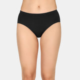 Women's Black Full Coverage Medium Rise Hipster Panty - Set of 3