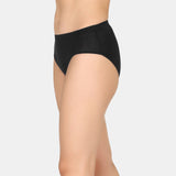 Women's Black Full Coverage Medium Rise Hipster Panty - Set of 3