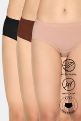 Women's Multicolor Full Coverage Medium Rise Hipster Panty - Pack of 3